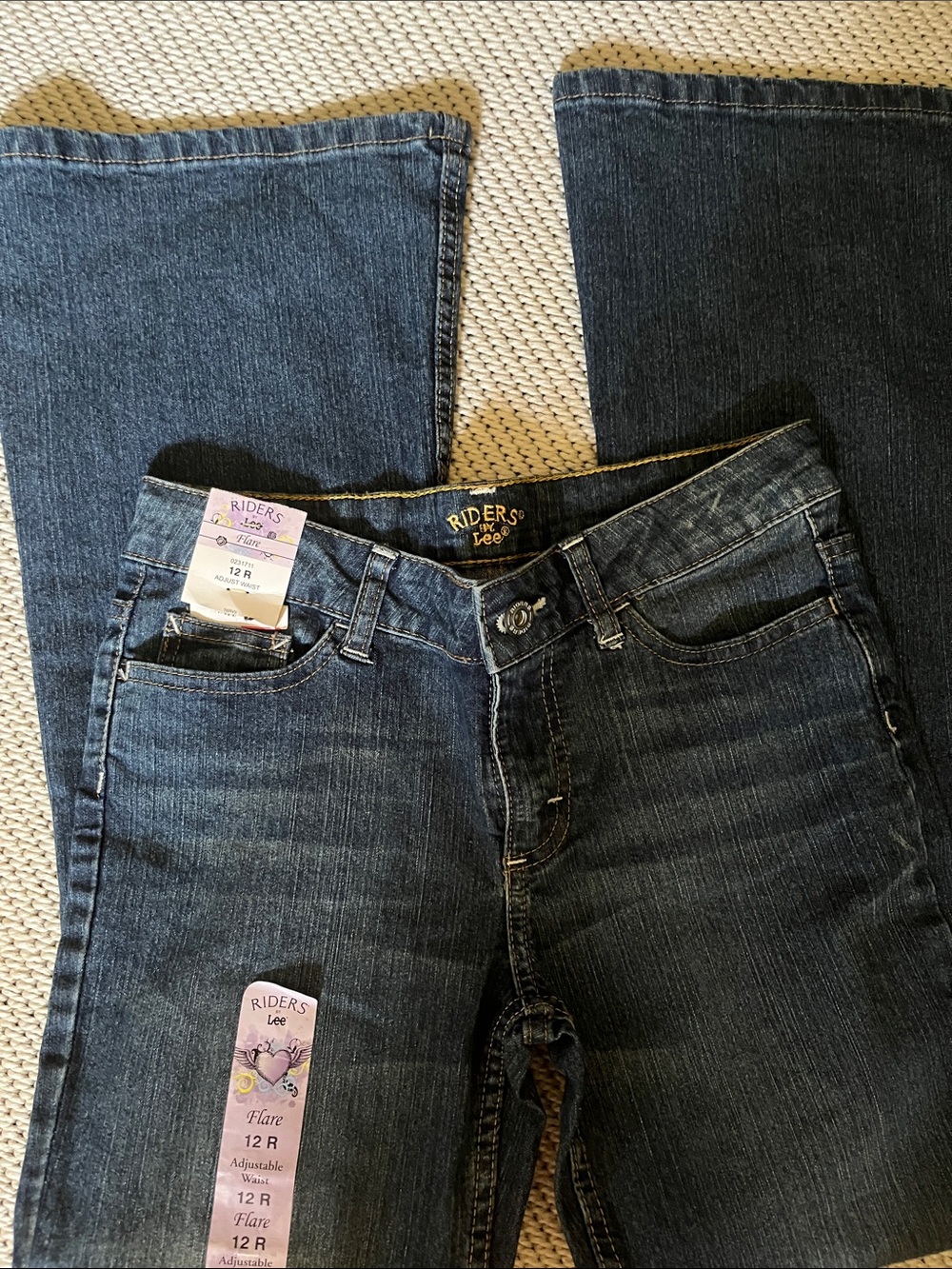 Jeans girls new size 12R Riders Lee flare adjustable waist 52% ramie 26% cotton